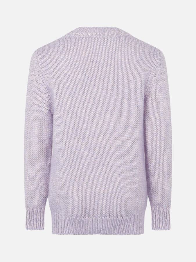 Mc2 Saint Barth Maglia Da Bambina Girocollo Morbida Lilla Con Ricamo St. Barth