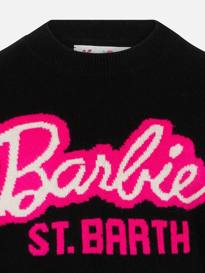 Mc2 Saint Barth Maglia Da Bambina Girocollo Nera Con Stampa Barbie | EDIZIONE SPECIALE BARBIE