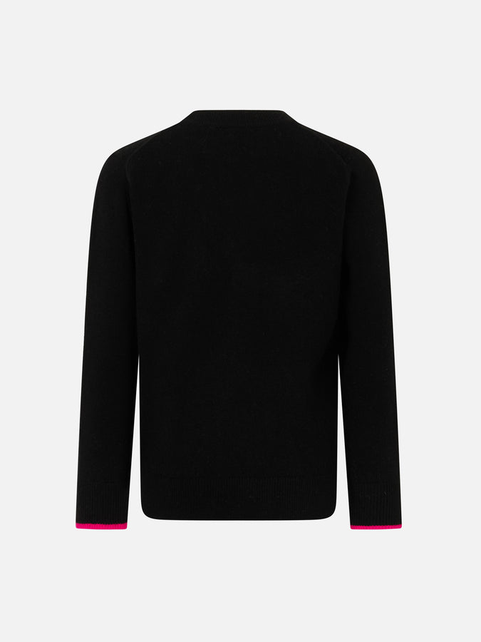 Mc2 Saint Barth Maglia Da Bambina Girocollo Nera Con Stampa Barbie | EDIZIONE SPECIALE BARBIE