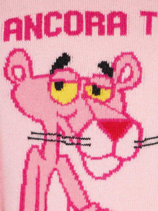 Mc2 Saint Barth Maglia Da Bambina Girocollo Rosa Con Pantera Rosa Ancora Tu? Stampa | EDIZIONE SPECIALE LA PANTERA ROSA