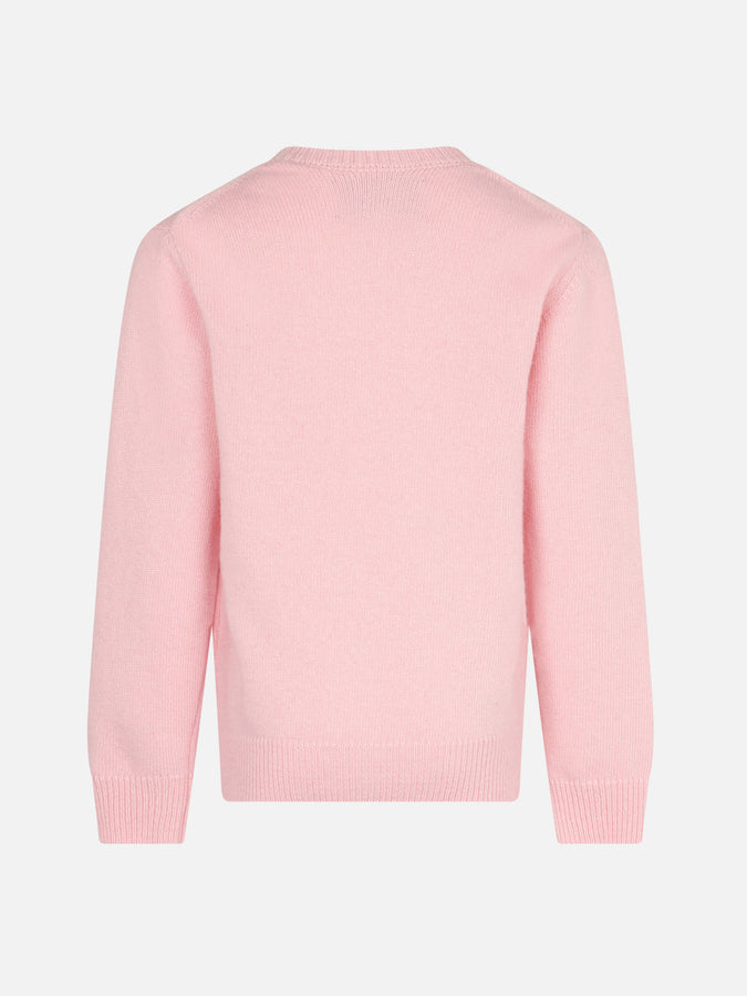 Mc2 Saint Barth Maglia Da Bambina Girocollo Rosa Con Pantera Rosa Ancora Tu? Stampa | EDIZIONE SPECIALE LA PANTERA ROSA