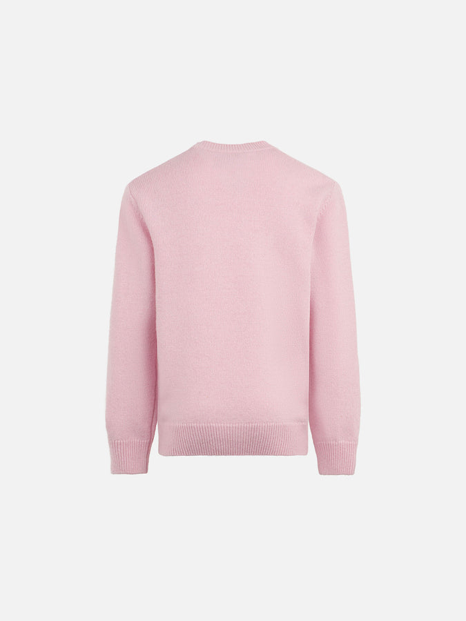 Mc2 Saint Barth Maglia Da Bambina Girocollo Rosa Con Ricamo Mother & Sons
