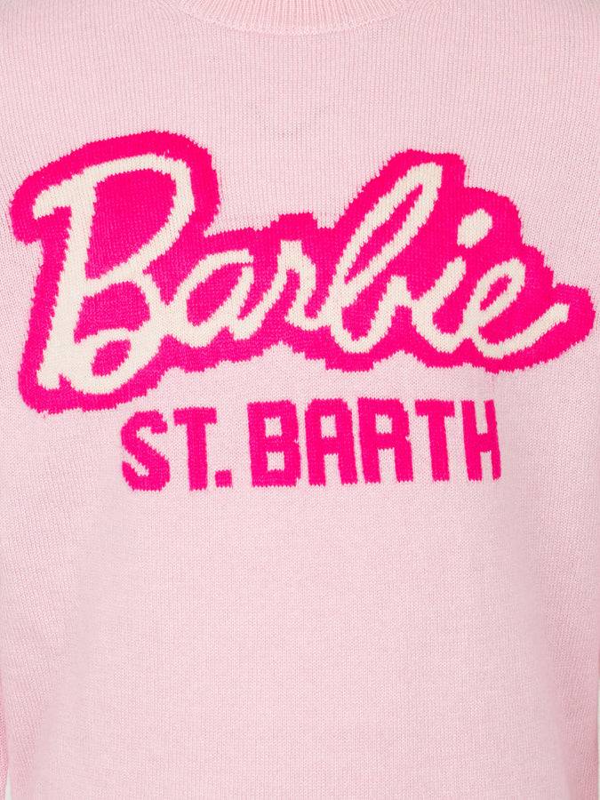 Mc2 Saint Barth Maglia Da Bambina Girocollo Rosa Con Stampa Barbie | EDIZIONE SPECIALE BARBIE