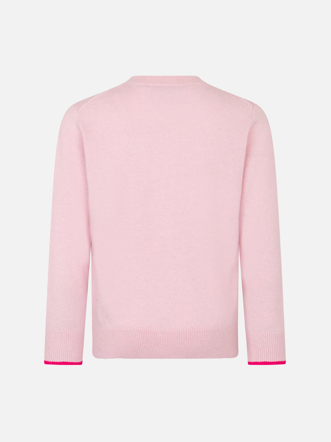 Mc2 Saint Barth Maglia Da Bambina Girocollo Rosa Con Stampa Barbie | EDIZIONE SPECIALE BARBIE