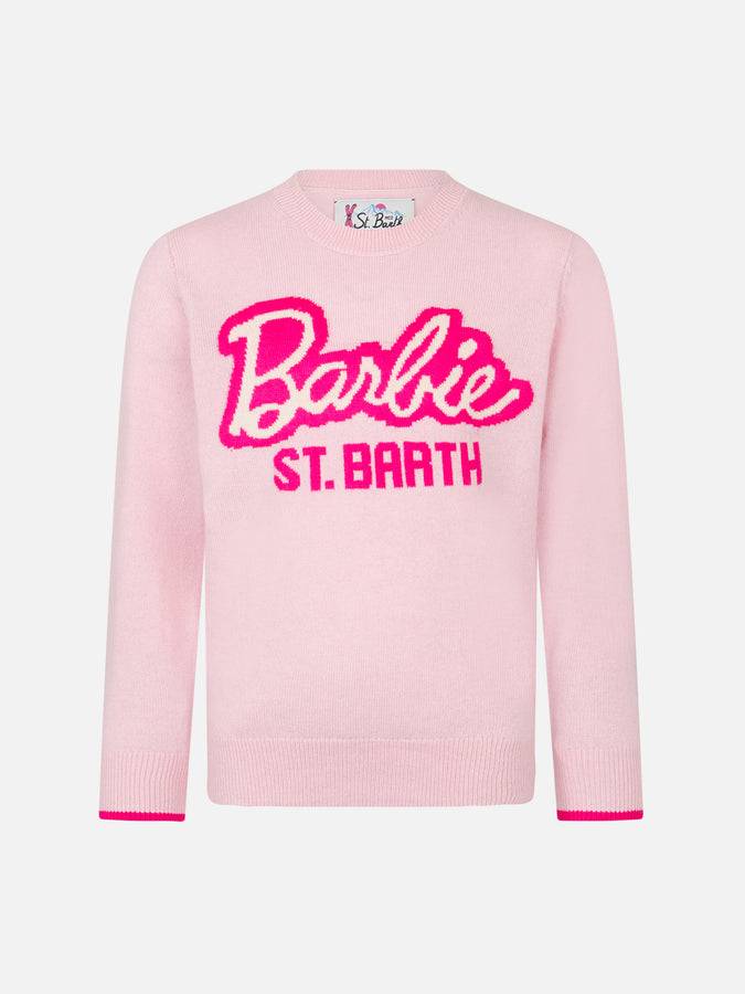 Mc2 Saint Barth Maglia da bambina girocollo rosa con stampa Barbie | EDIZIONE SPECIALE BARBIE