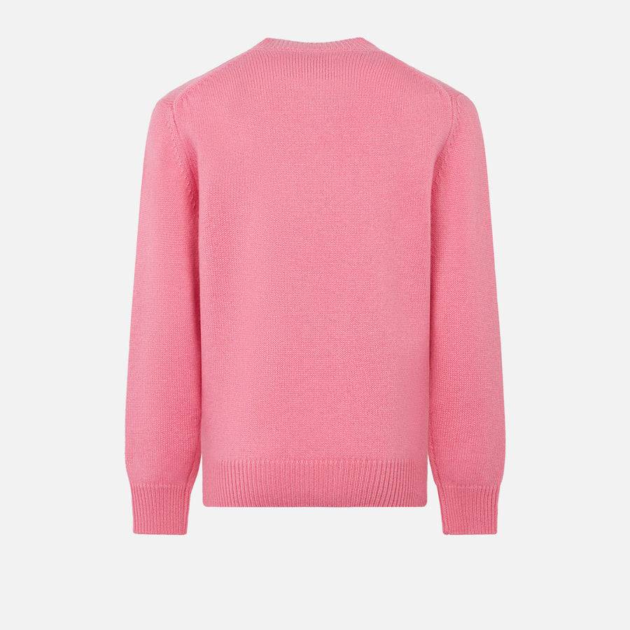 Mc2 Saint Barth Maglia Da Bambina Girocollo Rosa Con Stampa Strass Favolosa