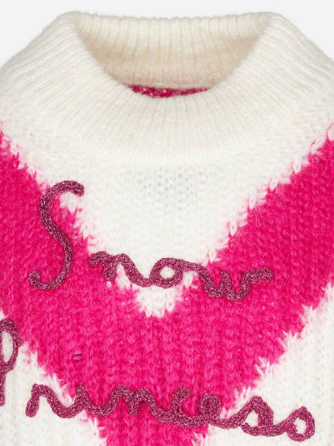 Mc2 Saint Barth Maglia Da Bambina Morbida Dalla Forma Squadrata Con Ricamo Snow Princess