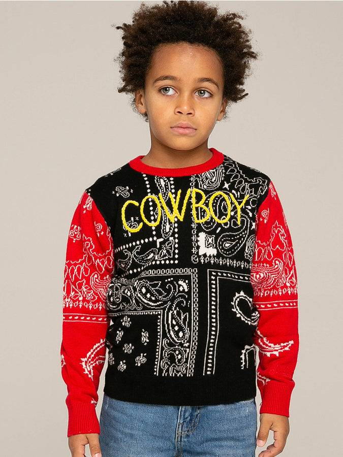 Mc2 Saint Barth Maglia Da Bambino Bandana Con Ricamo Cowboy