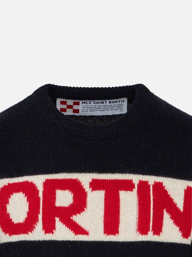 Mc2 Saint Barth Maglia Da Bambino Blu Grafica Cortina Rossa
