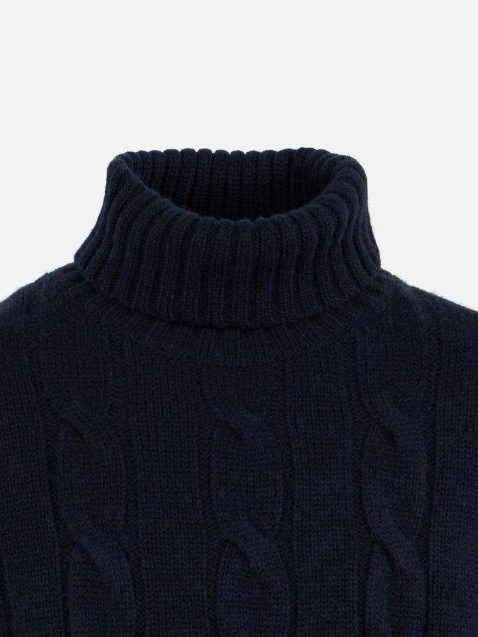 Mc2 Saint Barth Maglia Da Bambino Blu Intrecciata A Collo Alto Pesante