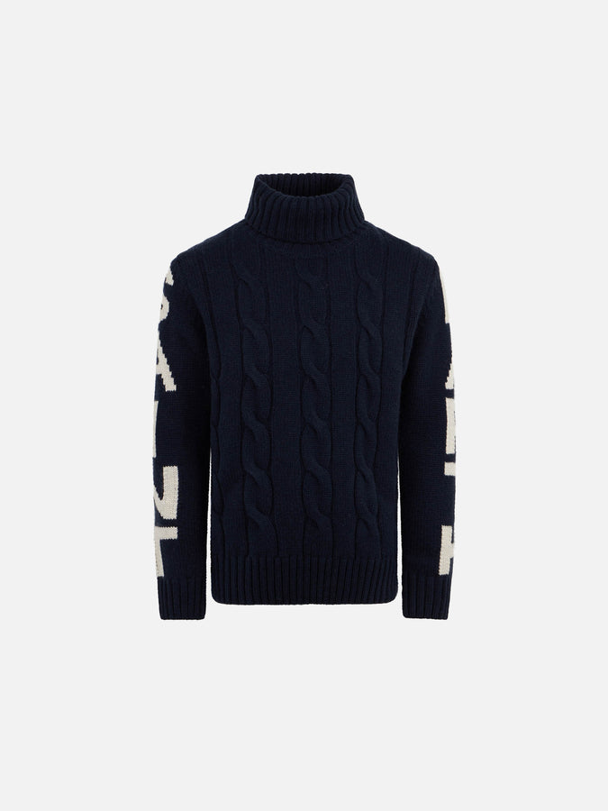 Mc2 Saint Barth Maglia da bambino blu intrecciata a collo alto pesante