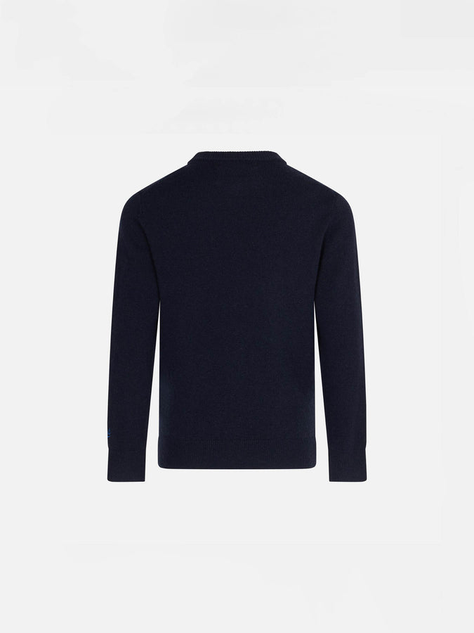 Mc2 Saint Barth Maglia Da Bambino Blu Navy Con Stampa Jacquard Cortina