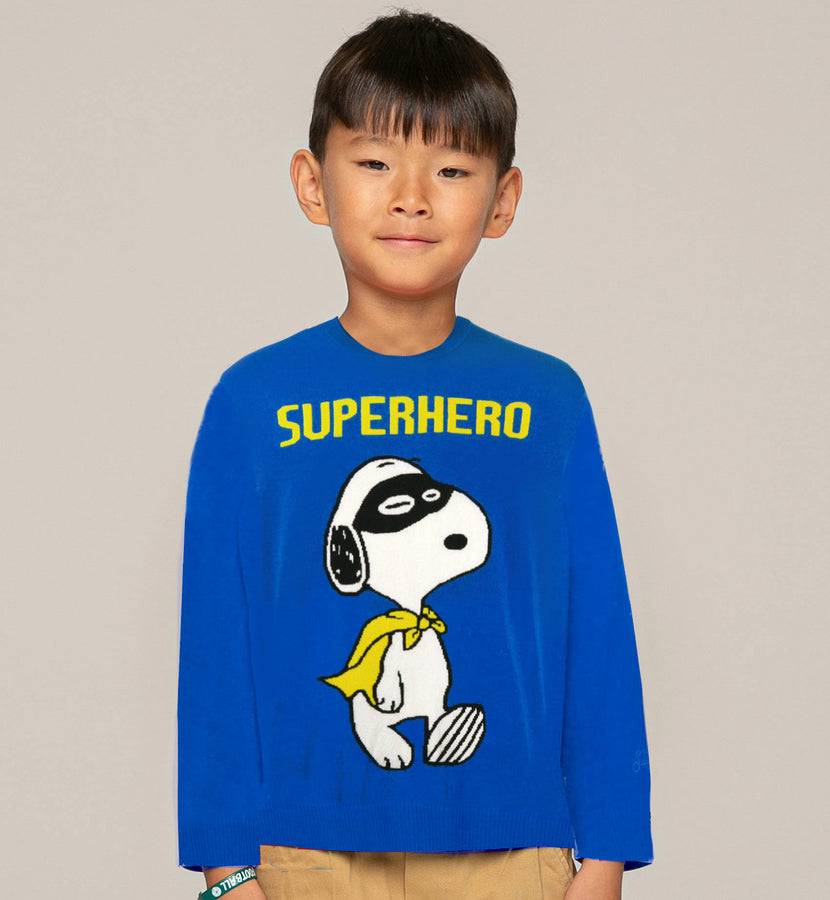 Mc2 Saint Barth Maglia Da Bambino Blu Stampa Snoopy Superhero | SNOOPY - EDIZIONE SPECIALE PEANUTS™