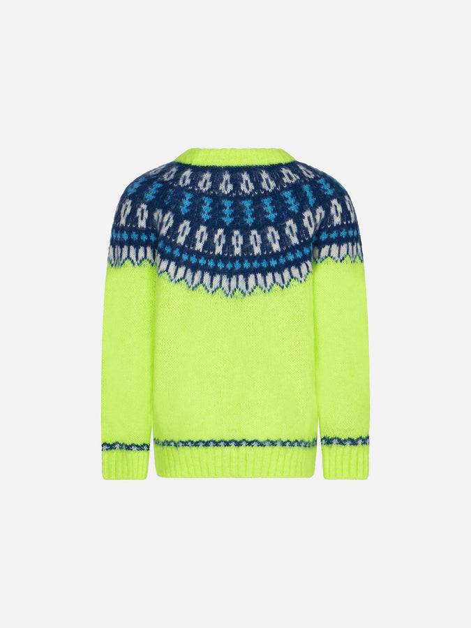 Mc2 Saint Barth Maglia Da Bambino Giallo Fluo Con Jacquard Islandese