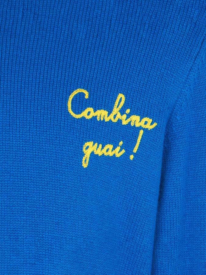 Mc2 Saint Barth Maglia Da Bambino Girocollo Blu Con Ricamo