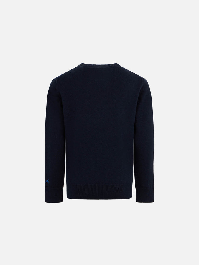 Mc2 Saint Barth Maglia Da Bambino Girocollo Con Stampa Jacquard Di Automobili