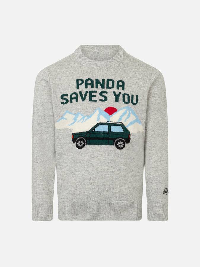 Mc2 Saint Barth Maglia da bambino girocollo con stampa jacquard Panda saves you