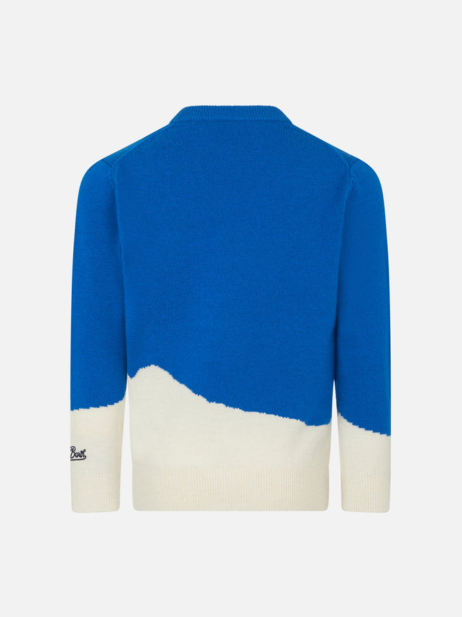 Mc2 Saint Barth Maglia Da Bambino Girocollo Con Stampa Jacquard Postcard Courma Cable