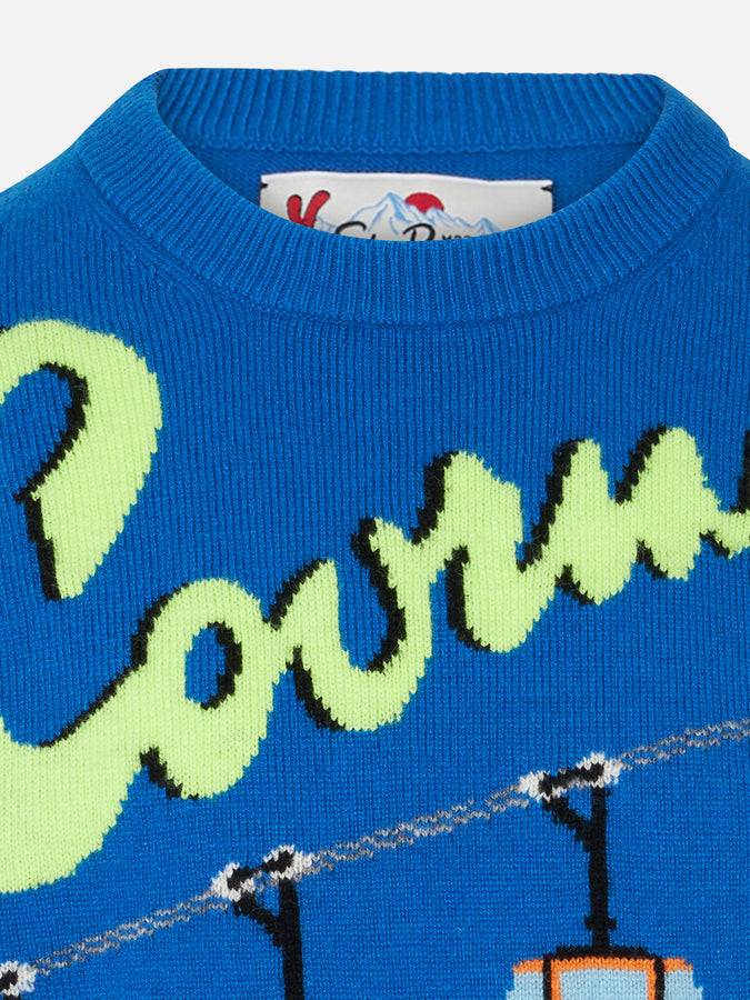 Mc2 Saint Barth Maglia Da Bambino Girocollo Con Stampa Jacquard Postcard Courma Cable