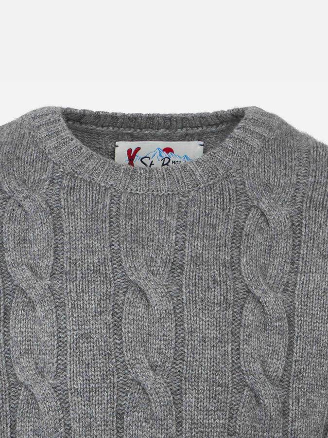 Mc2 Saint Barth Maglia Da Bambino Girocollo Intrecciata Con Stampa Saint Barth