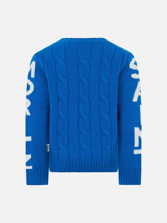 Mc2 Saint Barth Maglia Da Bambino Girocollo Intrecciata Con Stampa Saint Moritz