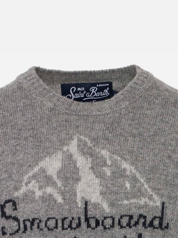 Mc2 Saint Barth Maglia Da Bambino Grigia Con Scritta Snowboard Is Dead!