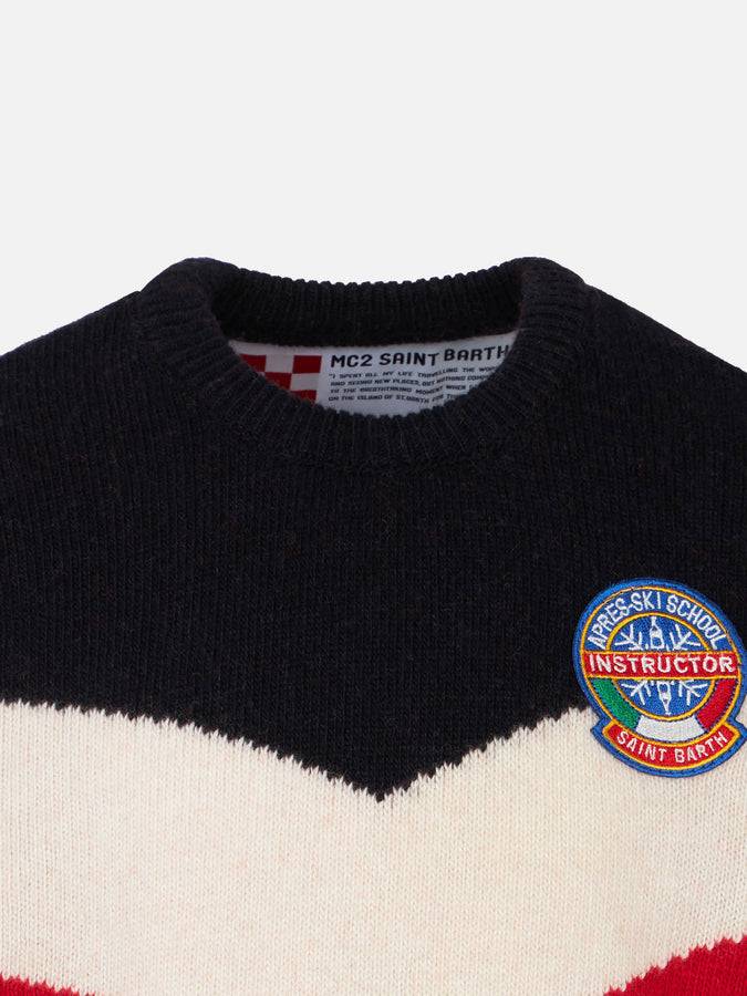 Mc2 Saint Barth Maglia Da Bambino Rossa E Blu Con Patch