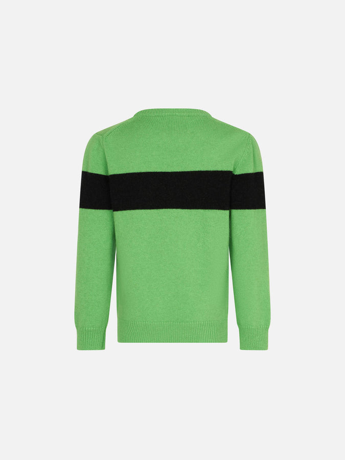 Mc2 Saint Barth Maglia Da Bambino Verde Fluo Con Scritta Off-Piste