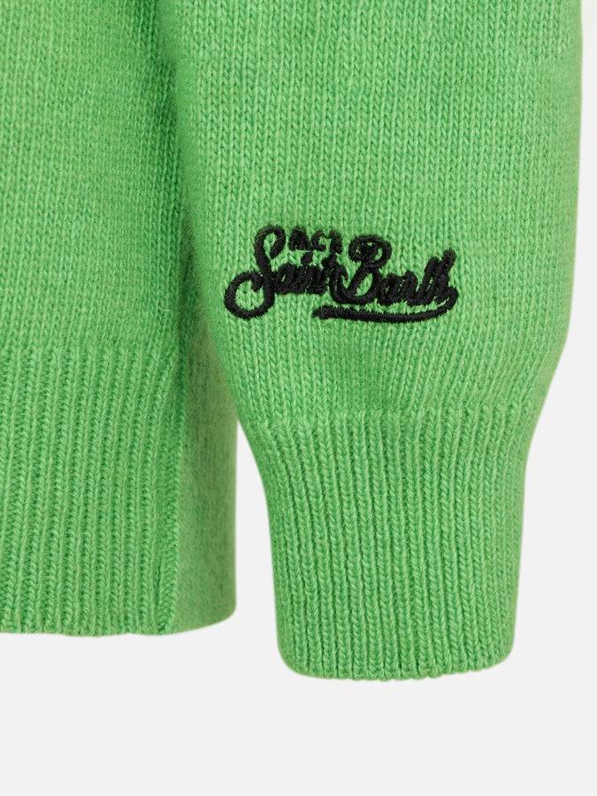 Mc2 Saint Barth Maglia Da Bambino Verde Fluo Con Scritta Off-Piste