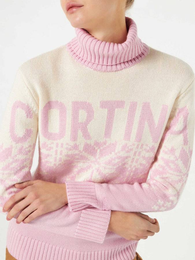 Mc2 Saint Barth Maglia Da Donna A Collo Alto Con Stampa Cortina