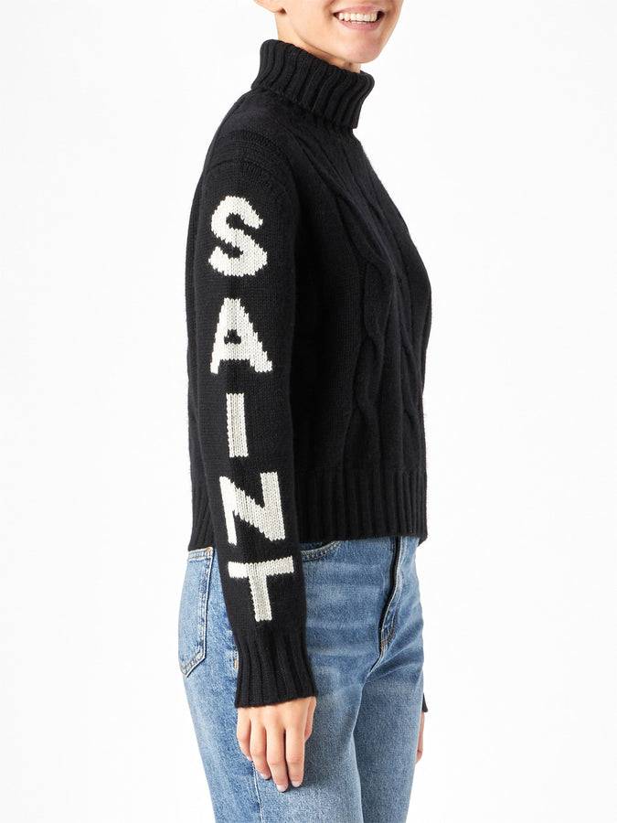 Mc2 Saint Barth Maglia Da Donna A Collo Alto Nera Intrecciata