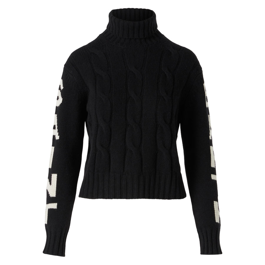 Mc2 Saint Barth Maglia Da Donna A Collo Alto Nera Intrecciata