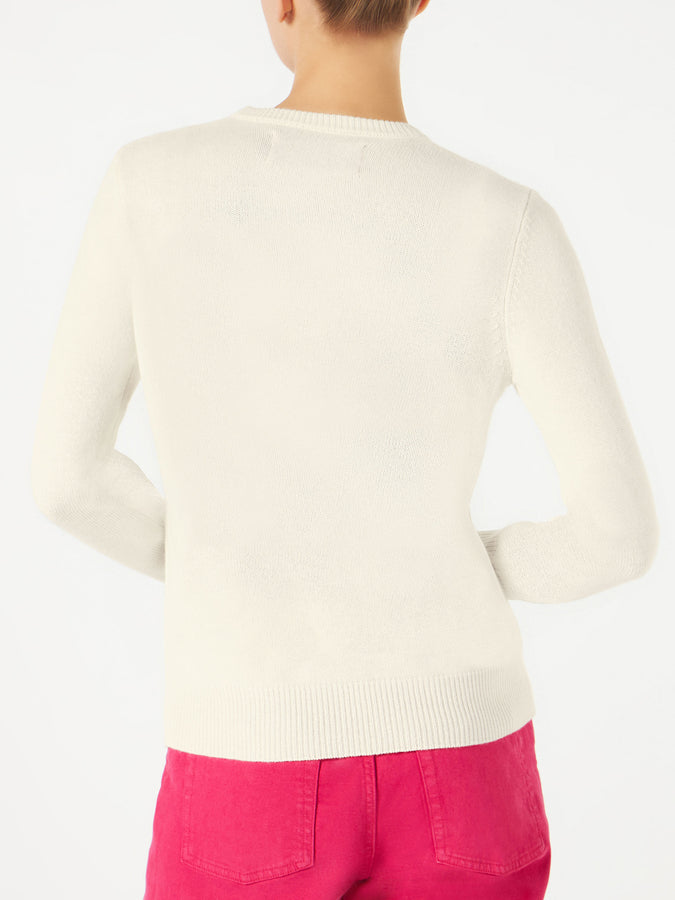 Mc2 Saint Barth Maglia Da Donna Bianco Ricamo You Are A (Ba)star(d)