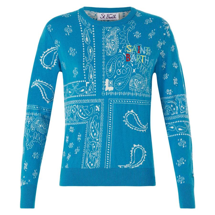 Mc2 Saint Barth Maglia Da Donna Con Stampa Bandana E Ricamo Saint Barth