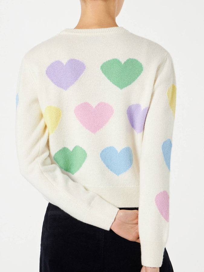 Mc2 Saint Barth Maglia Da Donna Con Stampa Cuori E Ricamo I'm In Love