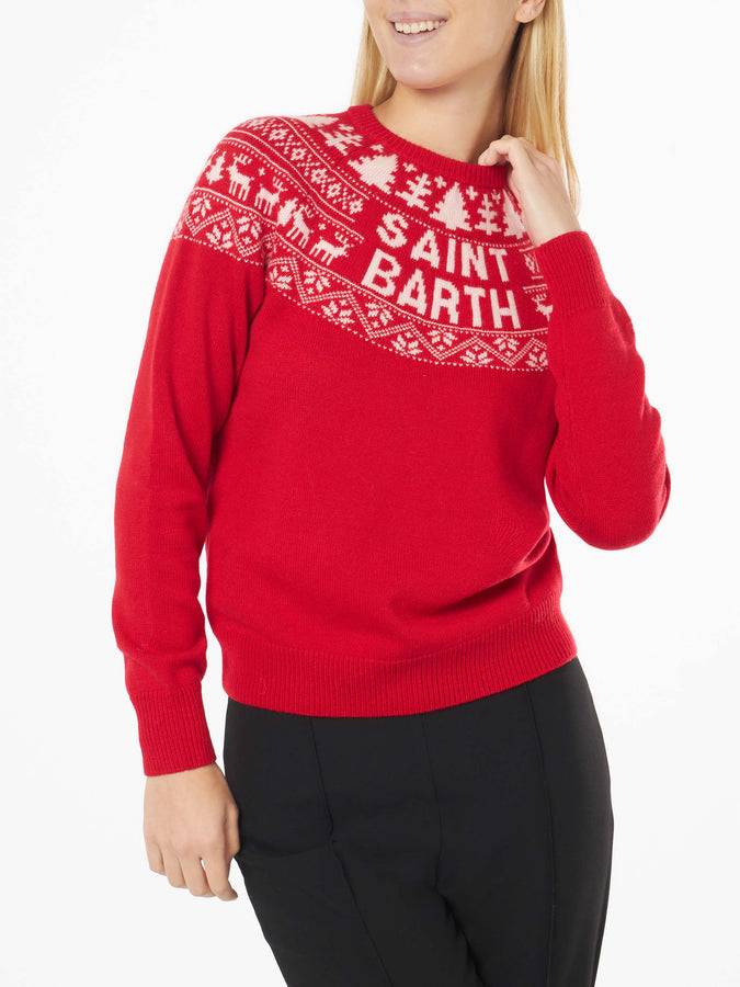 Mc2 Saint Barth Maglia da donna con stampa jacquard norvegese