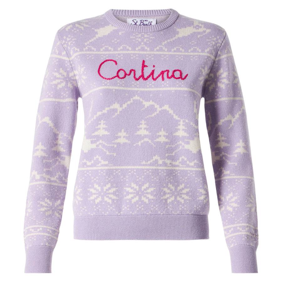 Mc2 Saint Barth Maglia Da Donna Con Stampa Norvegese E Ricamo Cortina