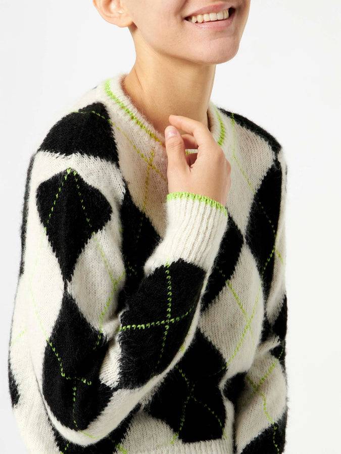 Mc2 Saint Barth Maglia Da Donna Cropped Garzata Con Motivo A Rombi