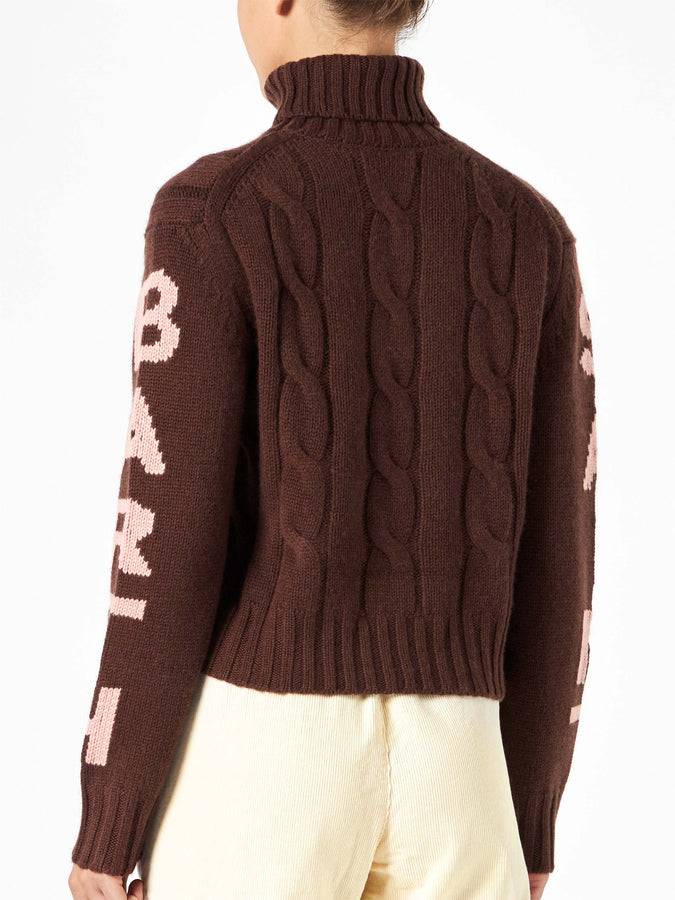 Mc2 Saint Barth Maglia Da Donna Dolcevita Intrecciata Marrone