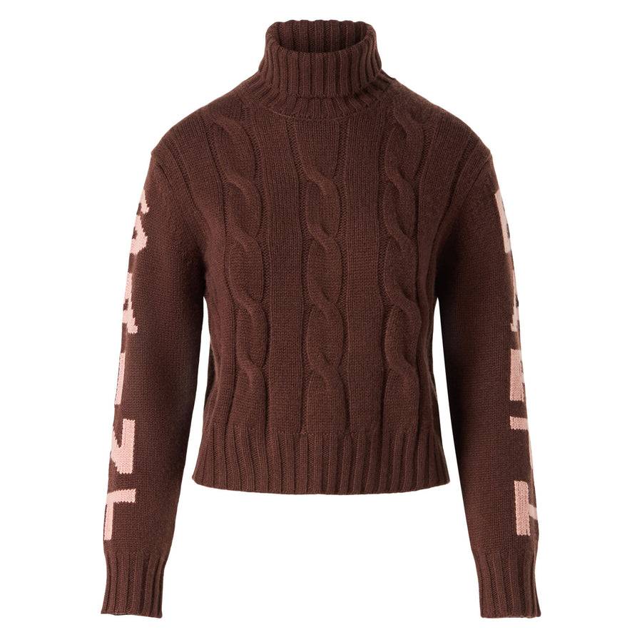 Mc2 Saint Barth Maglia Da Donna Dolcevita Intrecciata Marrone