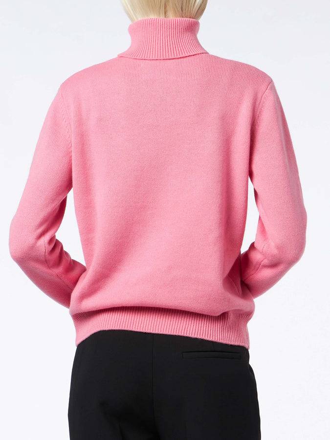 Mc2 Saint Barth Maglia Da Donna Dolcevita Rosa Lavorato A Maglia