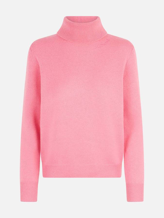 Mc2 Saint Barth Maglia Da Donna Dolcevita Rosa Lavorato A Maglia