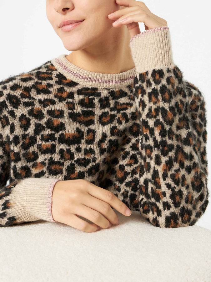 Mc2 Saint Barth Maglia Da Donna Garzata Con Fantasia Leopardata