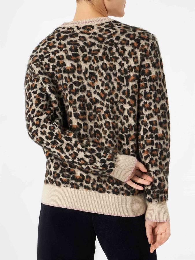 Mc2 Saint Barth Maglia Da Donna Garzata Con Fantasia Leopardata
