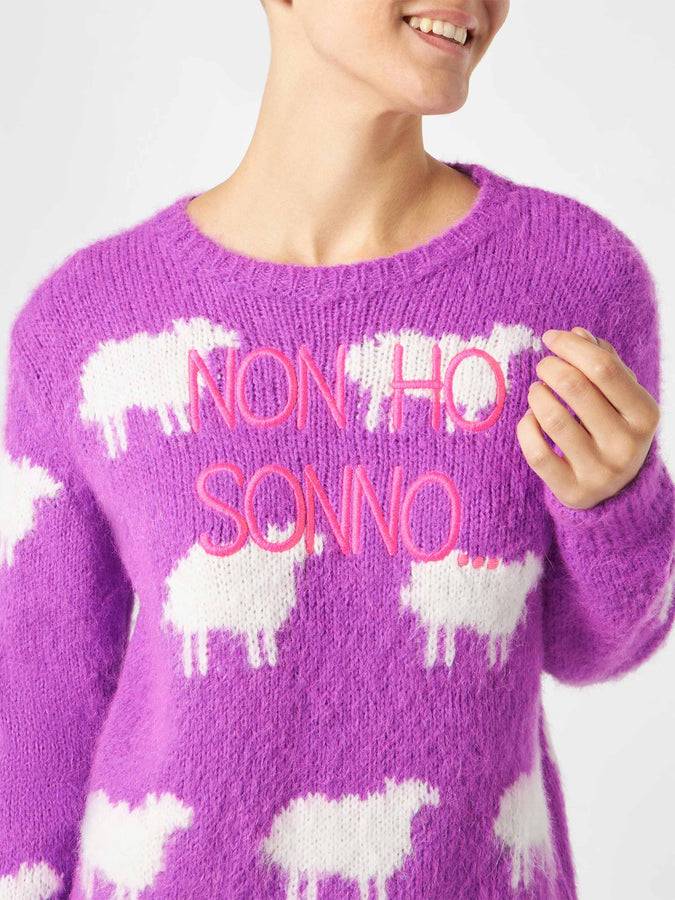 Mc2 Saint Barth Maglia Da Donna Garzata Con Ricamo Pecorelle E Non Ho Sonno