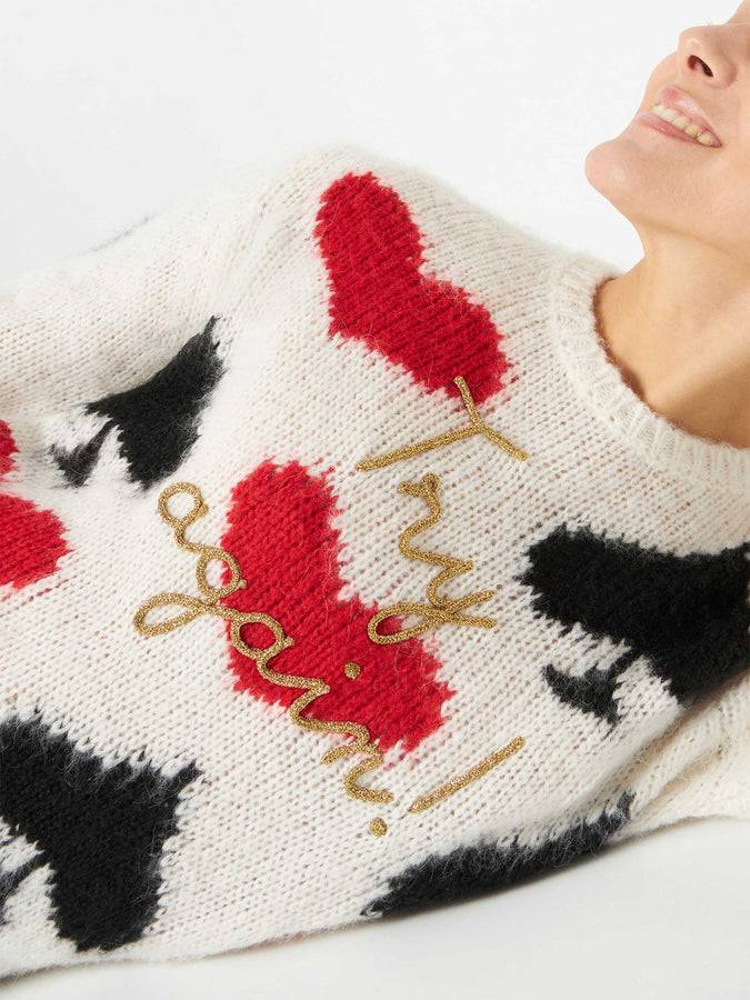Mc2 Saint Barth Maglia Da Donna Garzata Con Ricamo Picche E Cuori