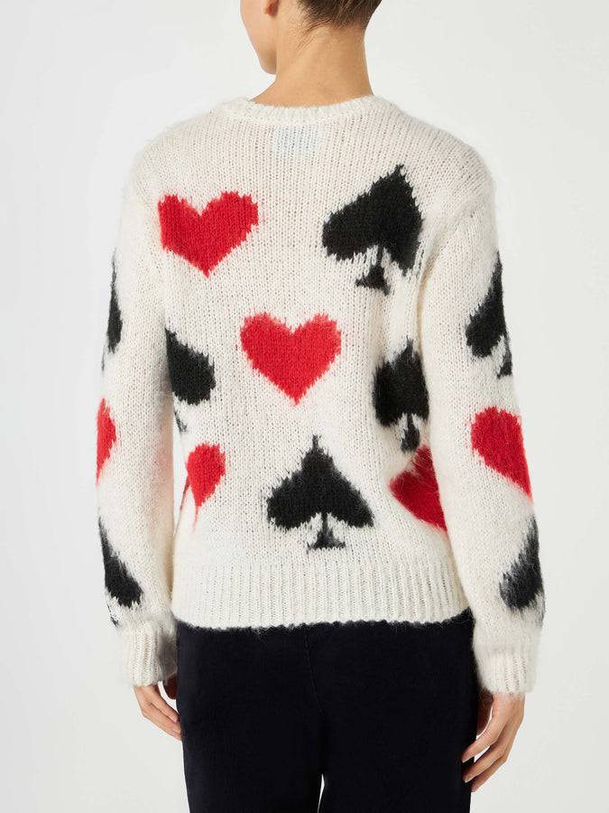 Mc2 Saint Barth Maglia Da Donna Garzata Con Ricamo Picche E Cuori