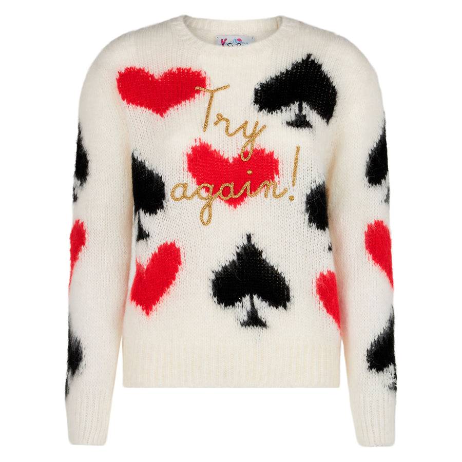 Mc2 Saint Barth Maglia Da Donna Garzata Con Ricamo Picche E Cuori