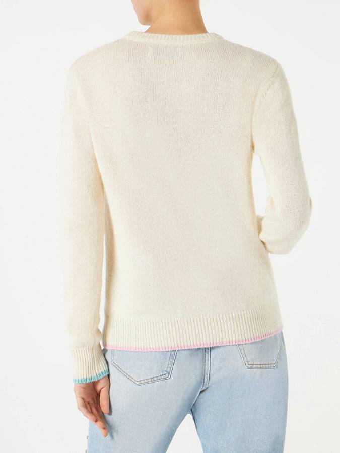 Mc2 Saint Barth Maglia Da Donna Garzata Con Ricamo Sfrangiato Saint Barth