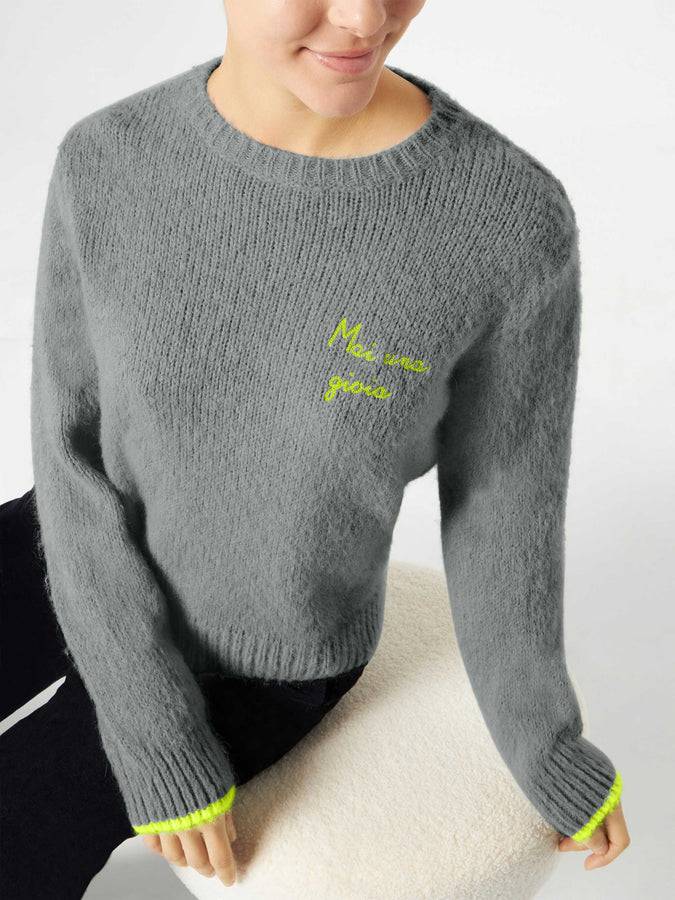 Mc2 Saint Barth Maglia Da Donna Garzata Grigia Con Ricamo Mai Una Gioia
